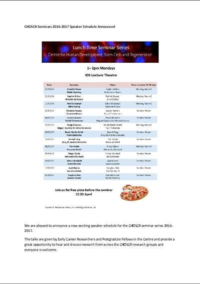 CHDSCR Seminar Series - 2016 - 2017